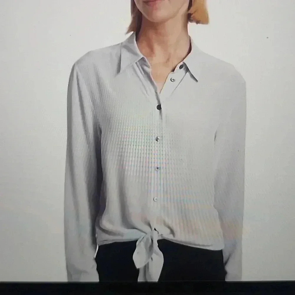 THEORY SELF-TIE BUTTONED SHIRT SIZE P